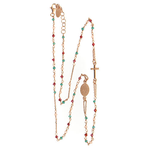 Collana Miracolosa croce cristalli AMEN argento 925 rosato 5