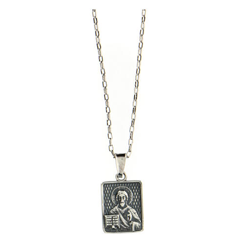 AMEN necklace with Christ Pantocrator pendant, burnished 925 silver 1