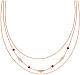 AMEN necklace with triple chain, red crystals and hearts, rosé 925 silver s1