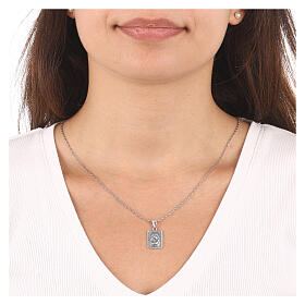 AMEN necklace with Virgin with Child pendant, burnished 925 silver