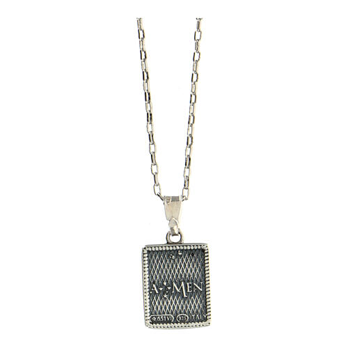 AMEN necklace with Virgin with Child pendant, burnished 925 silver 3