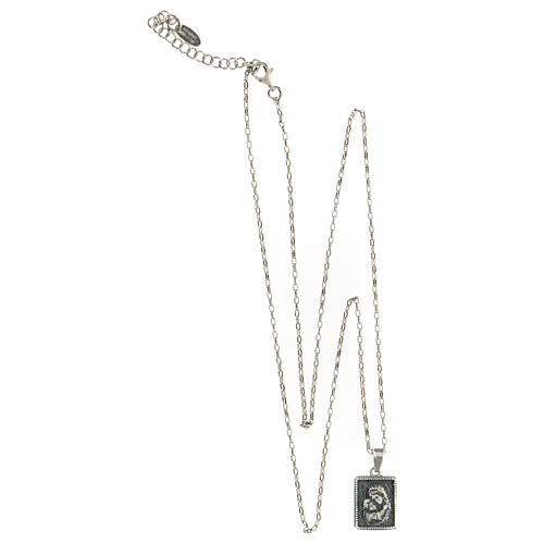 Collier AMEN médaille Vierge à l'Enfant argent 925 bruni 4