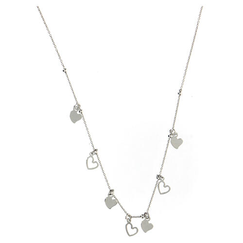 AMEN necklace with heart-shaped charms, rhodium-plated 925 silver 1