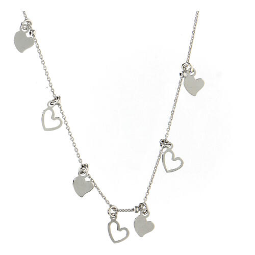 AMEN necklace with heart-shaped charms, rhodium-plated 925 silver 3