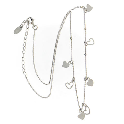 AMEN necklace with heart-shaped charms, rhodium-plated 925 silver 4