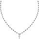 AMEN necklace with black crystals and white zircon cross, rhodium-plated finish s1