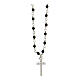 AMEN necklace with black crystals and white zircon cross, rhodium-plated finish s4