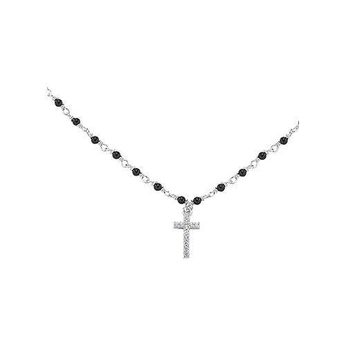 Collier AMEN croix de zircons blancs et cristaux noirs argent 925 rhodié 3