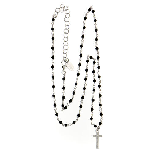 Collana Croce zirconata bianca AMEN cristalli neri finitura rodiata 5