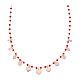 AMEN necklace with heart-shaped charms and red crystals, rosé 925 silver s1