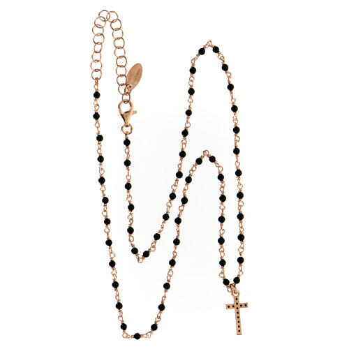 AMEN necklace with black crystals and black zircon cross, rosé finish 5