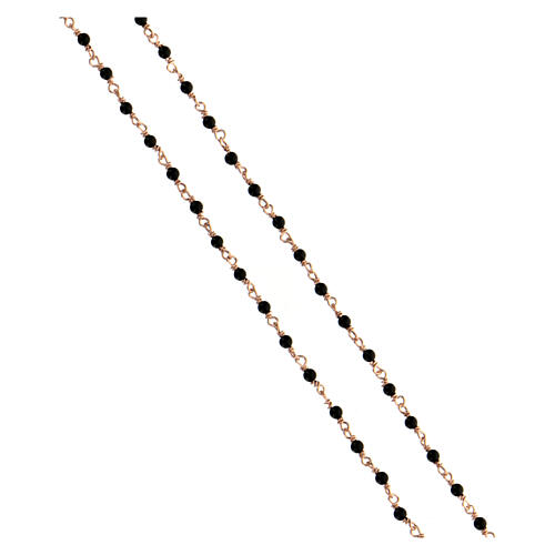 Collier AMEN croix de zircons noirs et cristaux noirs argent 925 rosé 4