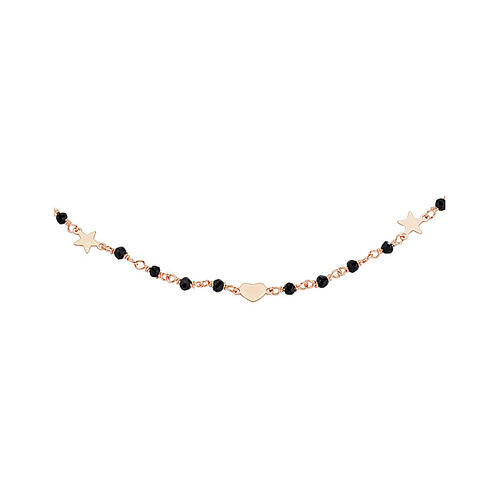 AMEN necklace with black crystals and symbols, rosé finish 3