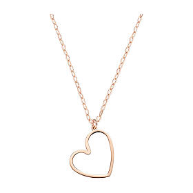 AMEN necklace with stylised cut-out heart pendant, rosé 925 silver