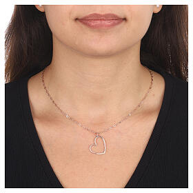 AMEN necklace with stylised cut-out heart pendant, rosé 925 silver