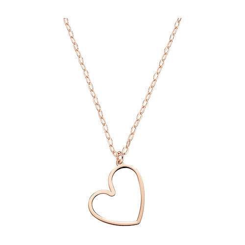 AMEN necklace with stylised cut-out heart pendant, rosé 925 silver 1