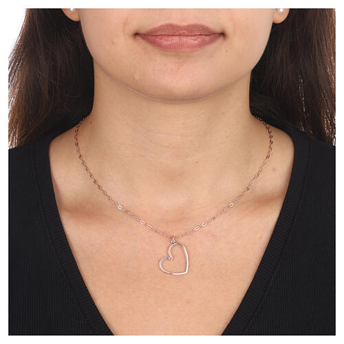AMEN necklace with stylised cut-out heart pendant, rosé 925 silver 2