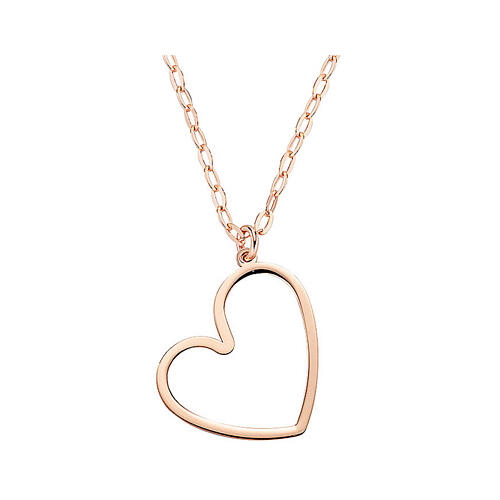 AMEN necklace with stylised cut-out heart pendant, rosé 925 silver 3