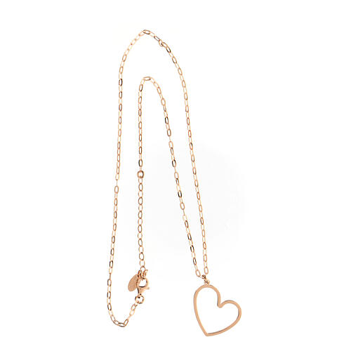 AMEN necklace with stylised cut-out heart pendant, rosé 925 silver 4