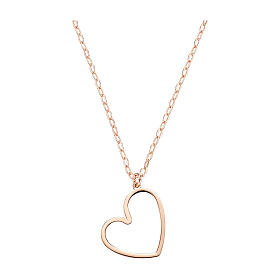 Stylized heart necklace AMEN 925 rose silver