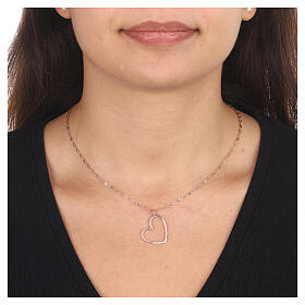 Stylized heart necklace AMEN 925 rose silver