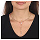 AMEN rosary necklace with amaranth crystals and Miraculous Medal, rosé finish s2