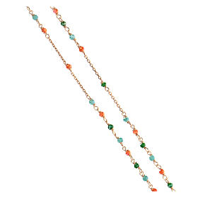 Collar Milagrosa y cruz AMEN cristales multicolores rosado