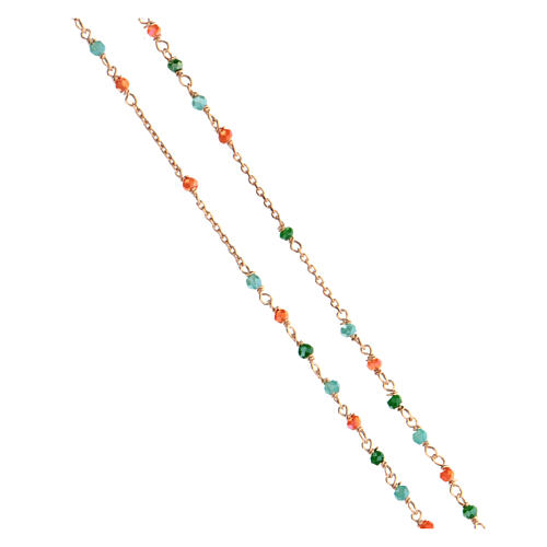 Collier AMEN Médaille Miraculeuse cristaux verts oranges bleus et argent 925 rosé 2