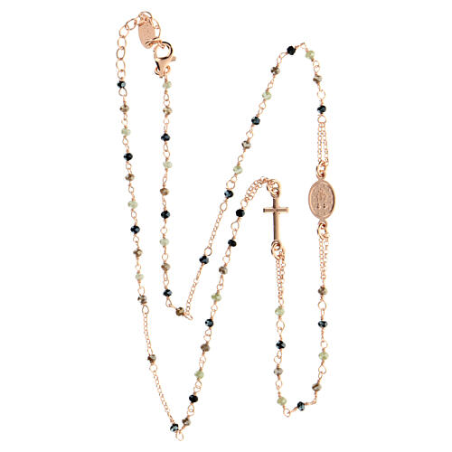 AMEN necklace with Miraculous Medal and cross, multicoloured rhinestones, gold plated finish 4