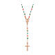 Collana Croce med. Miracolosa AMEN cristalli multicolore fin. rosata s1