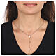 Collana Croce med. Miracolosa AMEN cristalli multicolore fin. rosata s2