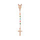 Collana Croce med. Miracolosa AMEN cristalli multicolore fin. rosata s3