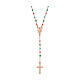 Cross rosary necklace med. Miraculous AMEN multicolored crystals rose fin s1