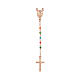Cross rosary necklace med. Miraculous AMEN multicolored crystals rose fin s3