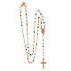 Cross rosary necklace med. Miraculous AMEN multicolored crystals rose fin s5