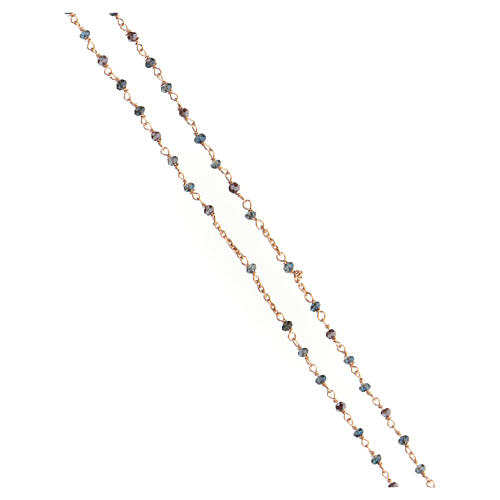 Collier AMEN type chapelet cristaux bleus et taupe argent 925 finition rosée 3