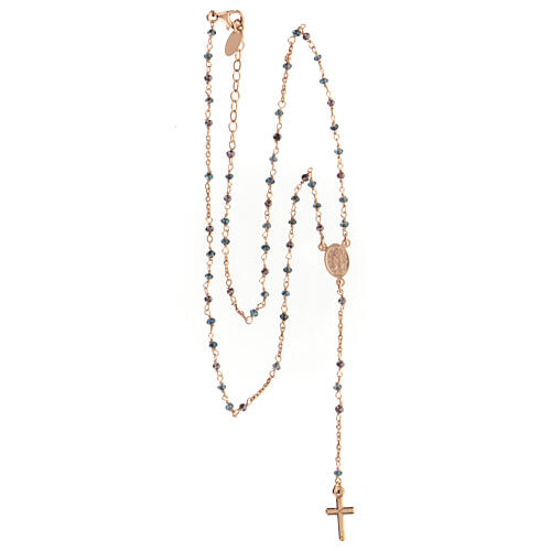 Collana croce zirconata bicolore AMEN argento 925 rosata