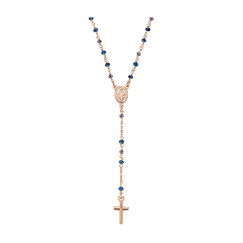Naszyjnik Krzyż i medalik Cudowna Madonna, AMEN, srebro 925, różowe wykończenie 1
