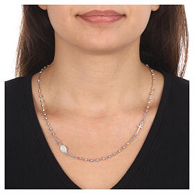 AMEN necklace with modern beads and Miraculous Medal, 925 silver