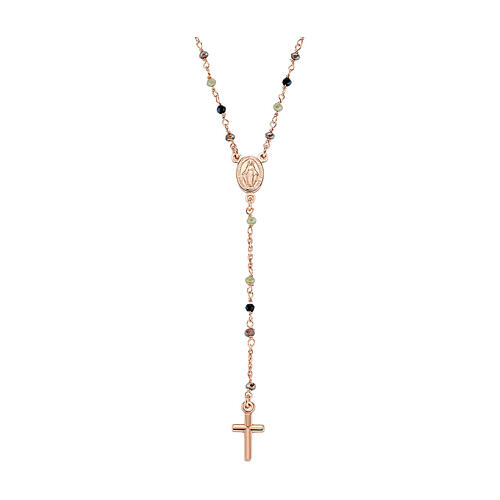 Collana arg. 925 cristalli fumé tortora verdi AMEN Mirac. fin. rosata 1