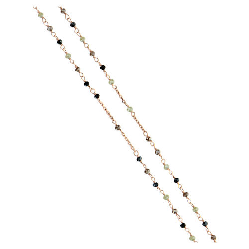 Collana arg. 925 cristalli fumé tortora verdi AMEN Mirac. fin. rosata 3