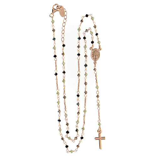 Collana arg. 925 cristalli fumé tortora verdi AMEN Mirac. fin. rosata 4