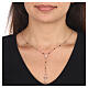 AMEN rosary necklace with black dove and golden crystals and Miraculous Medal, rosé 925 silver s2
