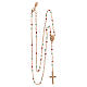 AMEN rosary necklace with amaranth pink and light blue crystals and Miraculous Medal, rosé 925 silver s4