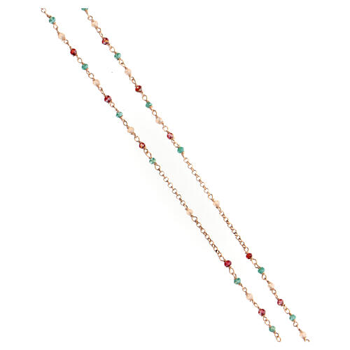Collier AMEN type chapelet cristaux aigue-marine rose amarante argent 925 finition rosée 3