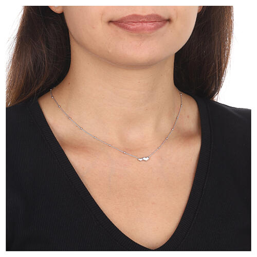 Collar doble Corazón AMEN plata 925 rodiada 2