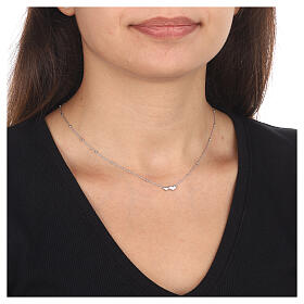 Double heart necklace AMEN rhodium plated 925 silver