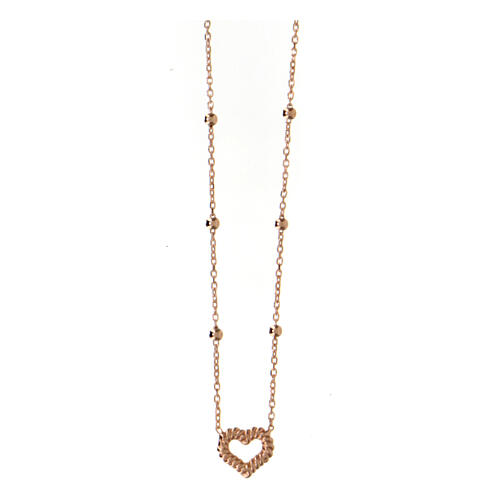 Collar Corazón efecto cuerda AMEN plata 925 rosada 3