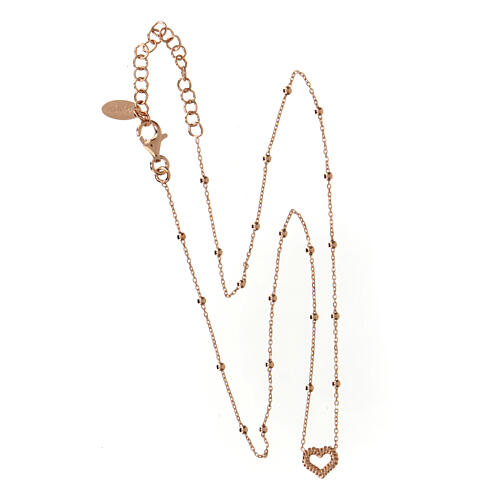 Collar Corazón efecto cuerda AMEN plata 925 rosada 4