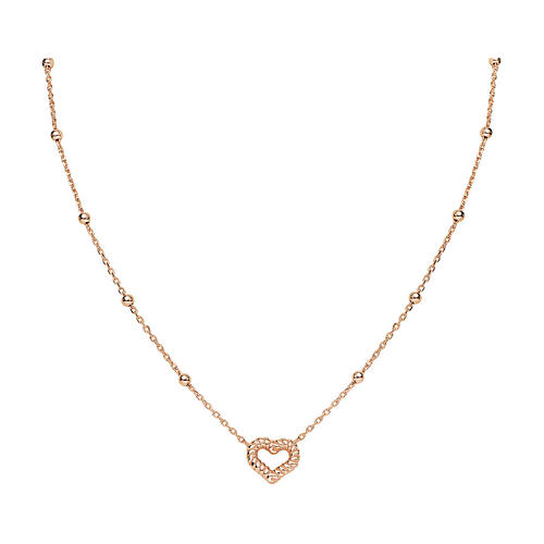 Collana Cuore effetto corda AMEN argento 925 fin. Rosé 1